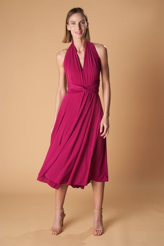 Mouwloze Dubbelzijdige Midi-jurk - Fuchsia