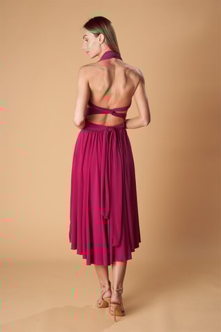 Mouwloze Dubbelzijdige Midi-jurk - Fuchsia