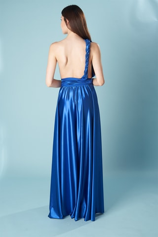 Lange mouwloze jurk - Blauw