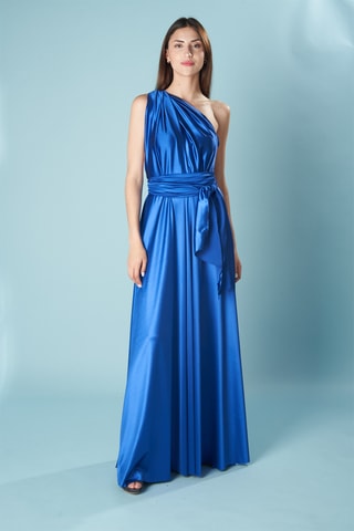 Lange mouwloze jurk - Blauw