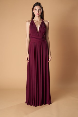 Lange mouwloze jurk - Bordeauxrood