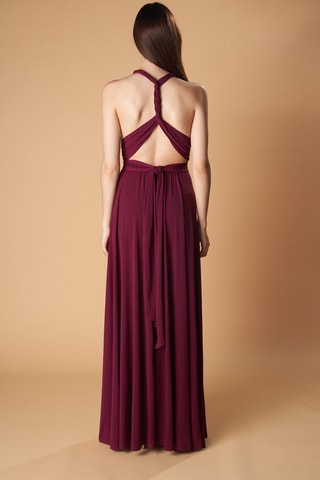 Lange mouwloze jurk - Bordeauxrood