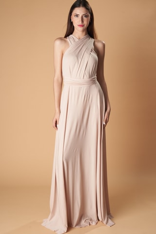 Lange mouwloze jurk - Beige