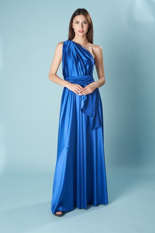 Lange mouwloze jurk - Blauw