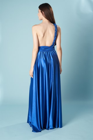 Lange mouwloze jurk - Blauw