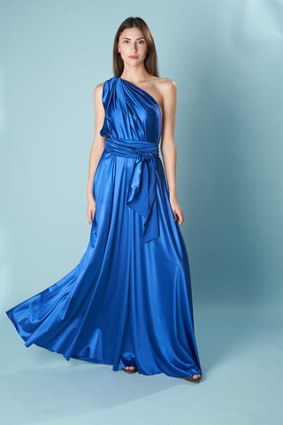 Lange mouwloze jurk - Blauw