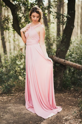 Lange mouwloze jurk - Roze