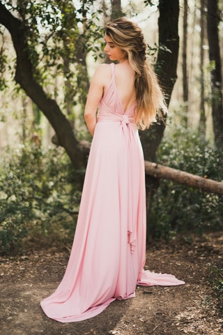 Lange mouwloze jurk - Roze