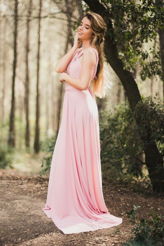 Lange mouwloze jurk - Roze