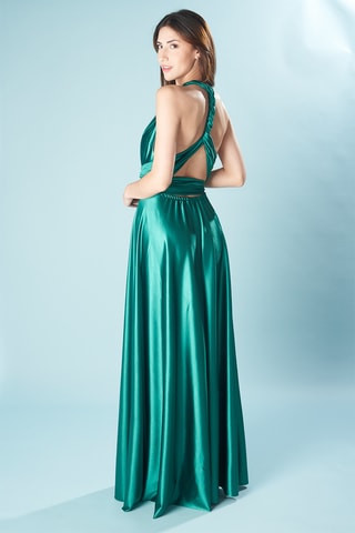Lange mouwloze jurk - Smaragdgroen