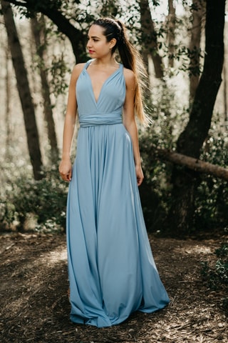 Lange mouwloze jurk - Lichtblauw