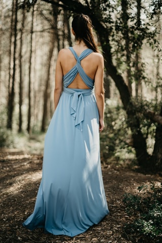 Lange mouwloze jurk - Lichtblauw