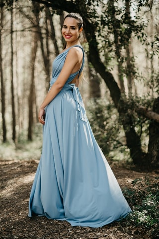 Lange mouwloze jurk - Lichtblauw