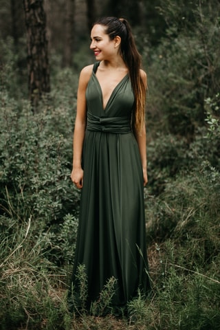 Lange mouwloze jurk - Kaki