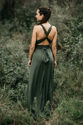 Lange mouwloze jurk - Kaki