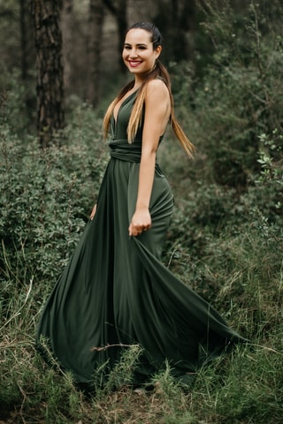 Lange mouwloze jurk - Kaki