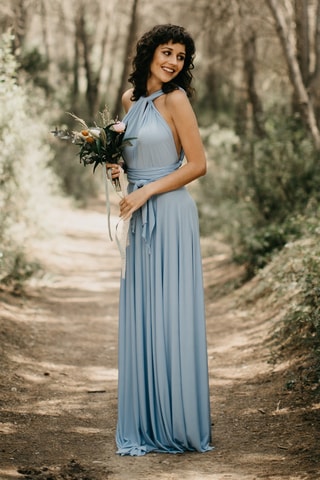 Lange mouwloze jurk - Lichtblauw