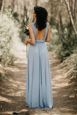 Lange mouwloze jurk - Lichtblauw