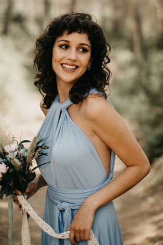 Lange mouwloze jurk - Lichtblauw