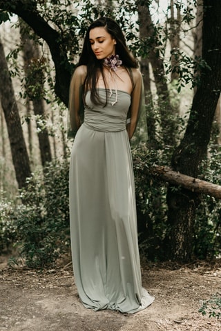 Lange mouwloze jurk - Lichtgroen