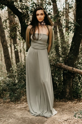 Lange mouwloze jurk - Grijs