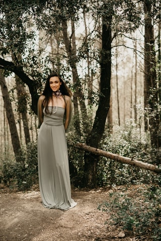 Lange mouwloze jurk - Grijs