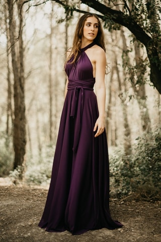 Lange mouwloze jurk - Paars