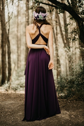 Lange mouwloze jurk - Paars