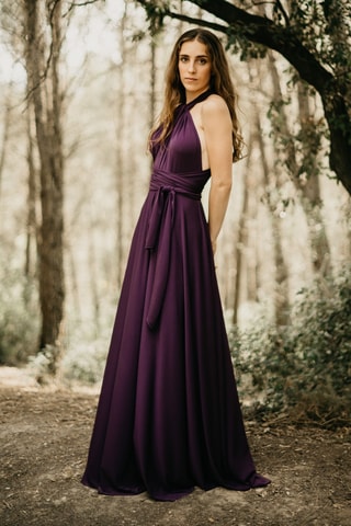 Lange mouwloze jurk - Paars