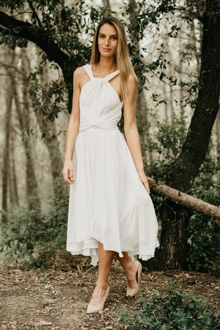 Mouwloze midi-jurk - Ivoorkleurig