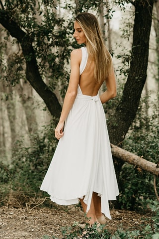 Mouwloze midi-jurk - Ivoorkleurig