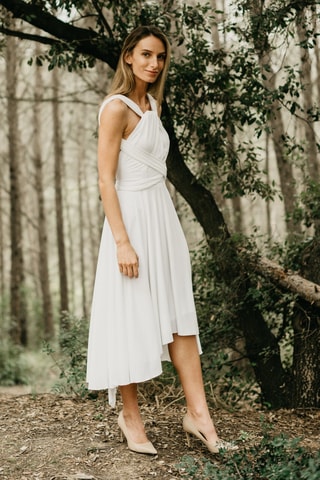 Mouwloze midi-jurk - Ivoorkleurig