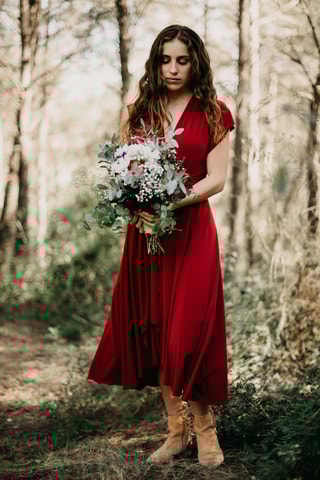 Mouwloze midi-jurk - Rood