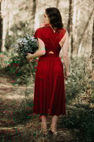 Mouwloze midi-jurk - Rood