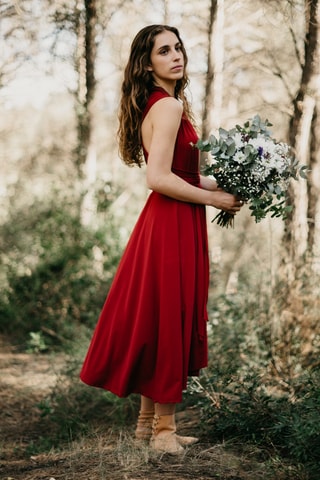 Mouwloze midi-jurk - Rood