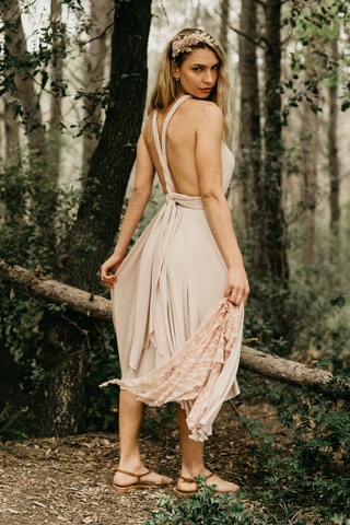 Mouwloze midi-jurk - Beige