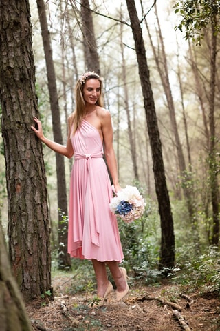 Asymmetrische Mouwloze Jurk - Roze