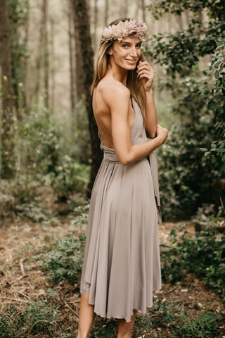 Mouwloze midi-jurk - Beige