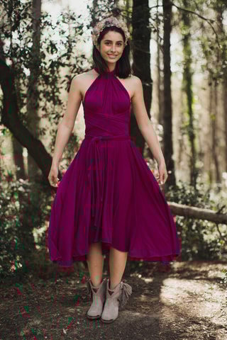 Mouwloze midi-jurk - Fuchsia