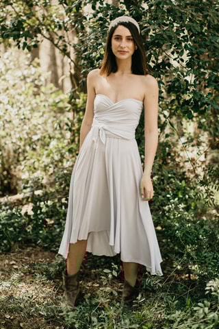 Strapless Mouwloze Jurk- Gebroken Wit