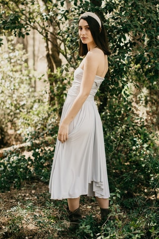 Strapless Mouwloze Jurk- Gebroken Wit