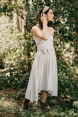 Strapless Mouwloze Jurk- Gebroken Wit