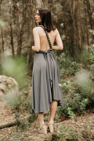 Asymmetrische Mouwloze Jurk - Grijs