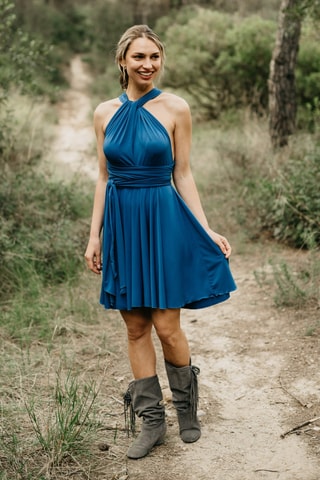 Korte Mouwloze Jurk - Blauw