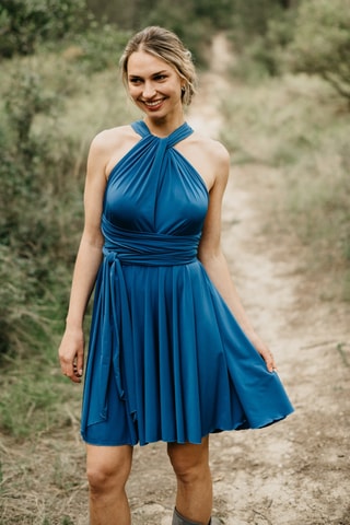 Korte Mouwloze Jurk - Blauw