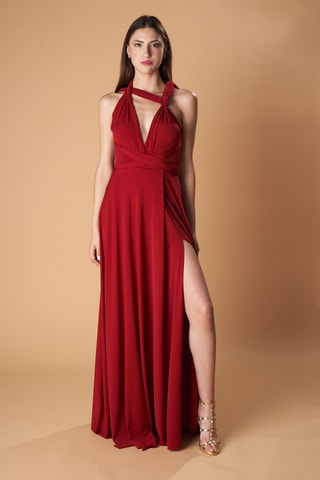Abito lungo senza maniche - Rosso