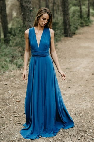 Abito lungo senza maniche - Blu