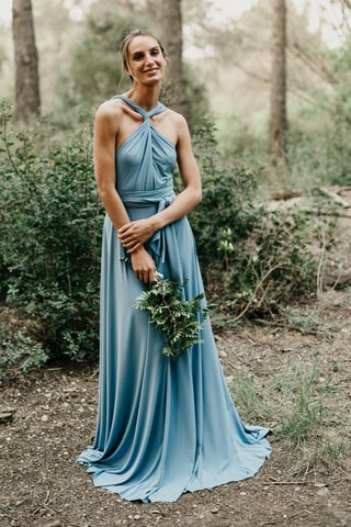 Abito lungo senza maniche - Blu