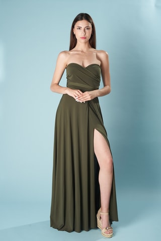 Lange mouwloze jurk - Kaki
