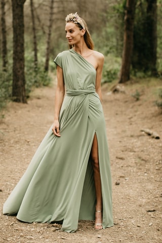 Abito asimmetrico - Verde salvia